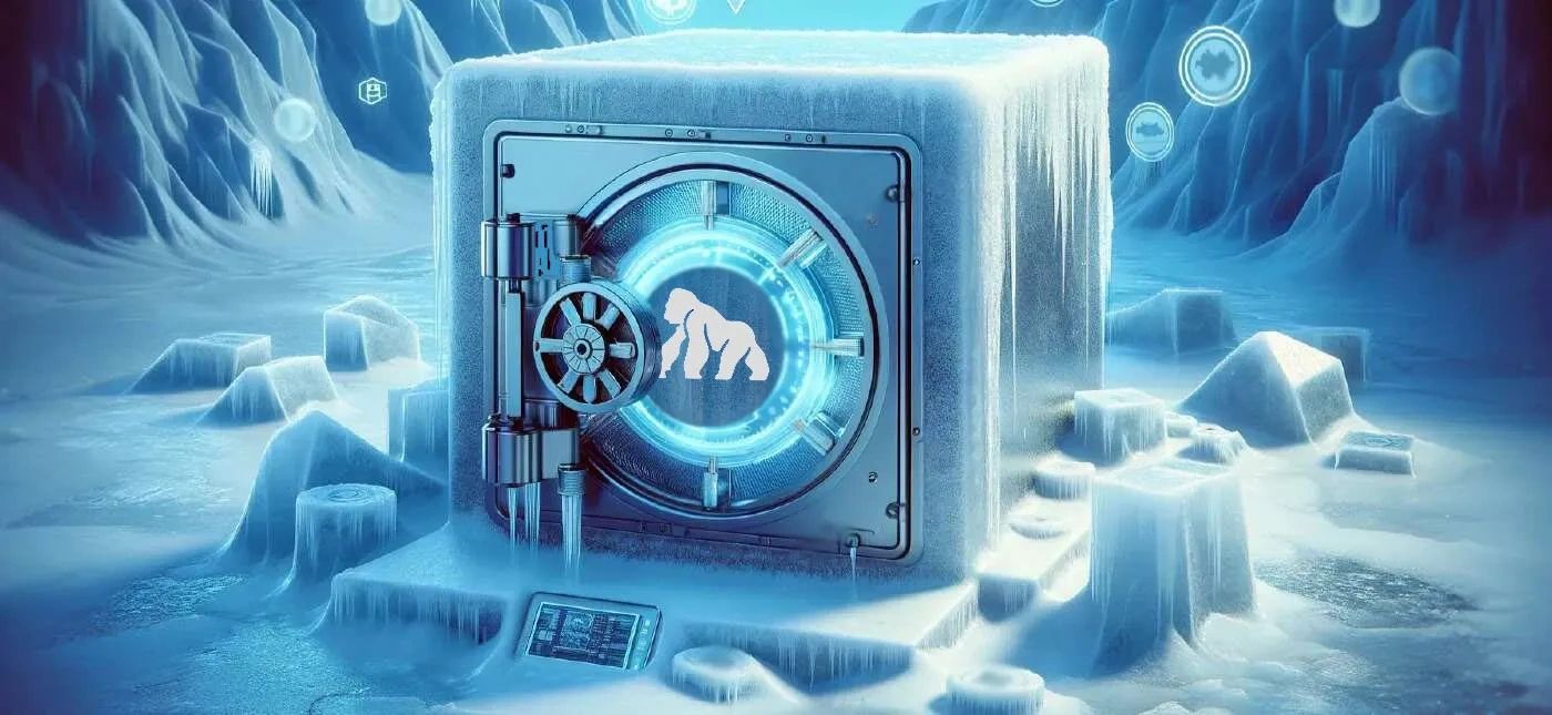 Futuristic secure vault representing Bored Capital's cold storage